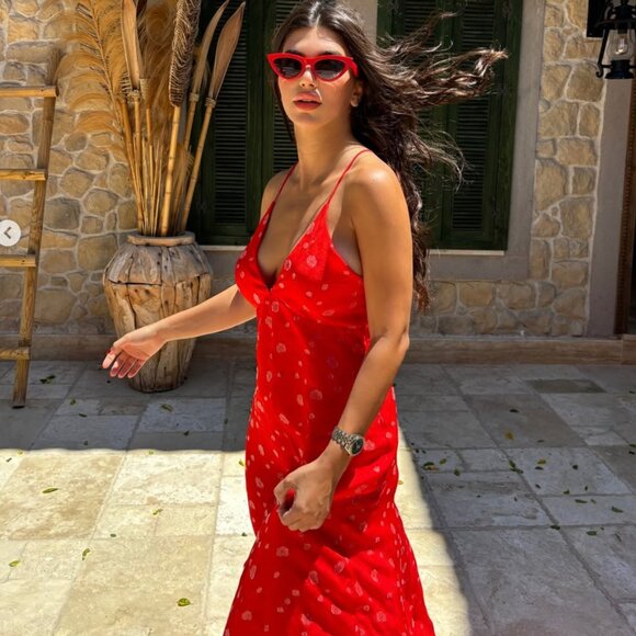 Zara ZW Strappy Midi Dress NWT Red Size Small Blogger Fav - Picture 3 of 14